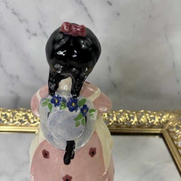 Vtg 40s 50s Peasant Pottery Art Sally girl Figurine Planter 7" Kitschy Cottage - Picture 9 of 13